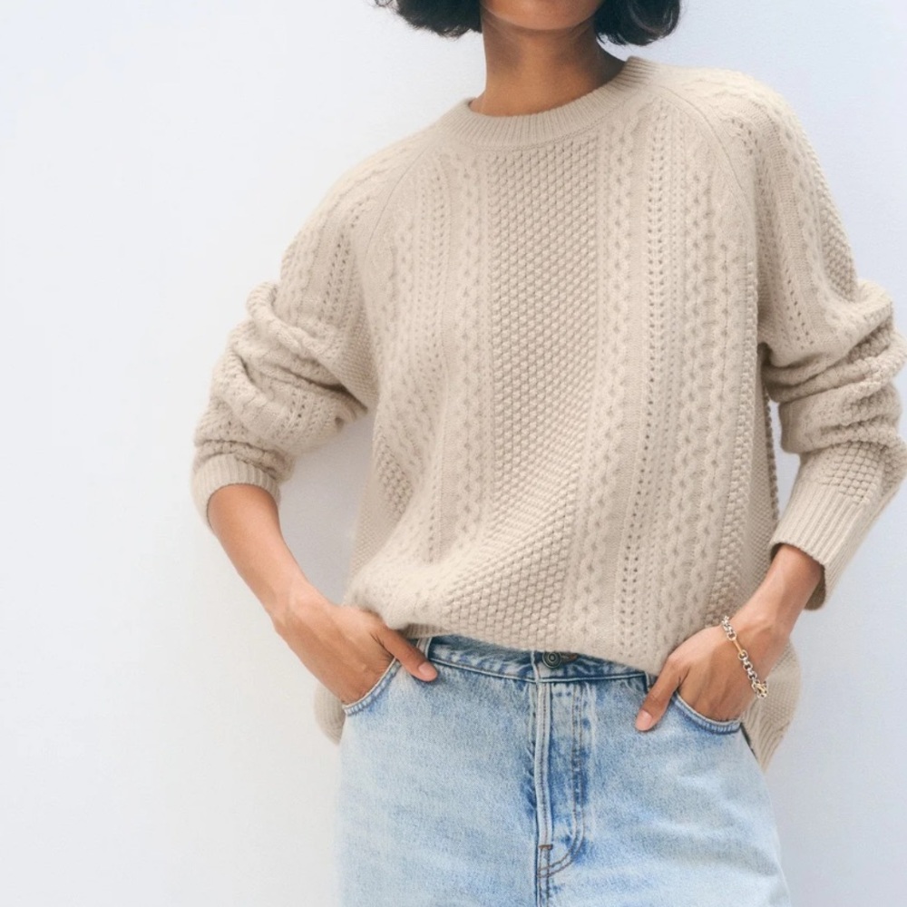 Cashmere Luxe Cable Crewneck